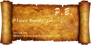 Plevo Benáta névjegykártya